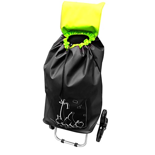 ENTRE TEMPS SH1523 - Carrito de la Compra para Caminar Shopping Ludik, Impermeable, 6 Ruedas, PVC, Negro, 40,5 x 37 x 93,2 cm