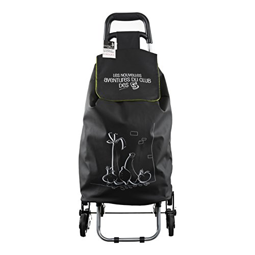 ENTRE TEMPS SH1523 - Carrito de la Compra para Caminar Shopping Ludik, Impermeable, 6 Ruedas, PVC, Negro, 40,5 x 37 x 93,2 cm