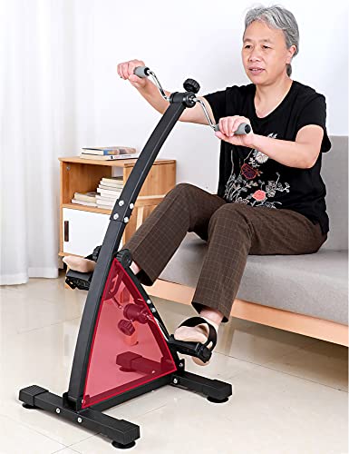 Entrenador de Pies y Manos,ejercitador de pedal ajustable con resistencia variable,para entrenamiento de rehabilitación de hemiplejía por accidente cerebrovascular/Black / 87x44.5x40.5cm