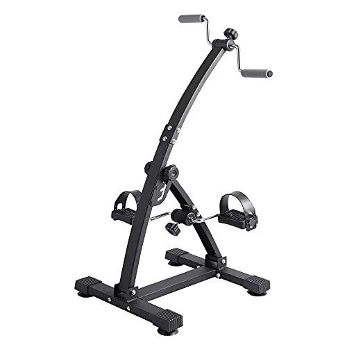 Entrenador de Pies y Manos,ejercitador de pedal ajustable con resistencia variable,para entrenamiento de rehabilitación de hemiplejía por accidente cerebrovascular/Black / 87x44.5x40.5cm