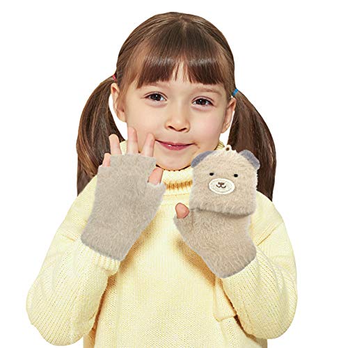 EQLEF Guantes Niño 3 Años, guantes de invierno de felpa suave para niños pequeños con tapa cerrada guante medio dedo convertibles para niños pequeños al aire libre para niños de 3 a 6 años