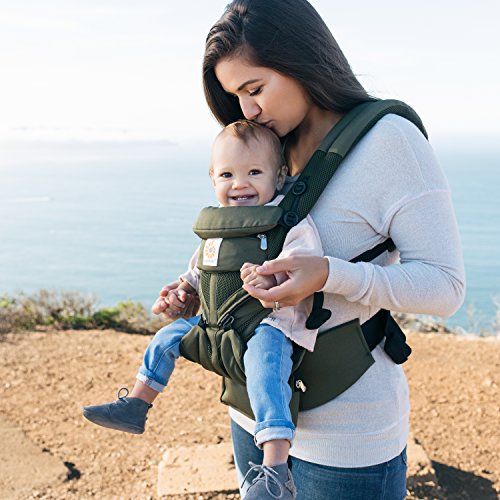 Ergobaby Mochila Portabebé Ergonómica Omni 360 Cool Air Mesh - 4 Posiciones de Porteo, Porta Bebe con Soporte Lumbar, Verde