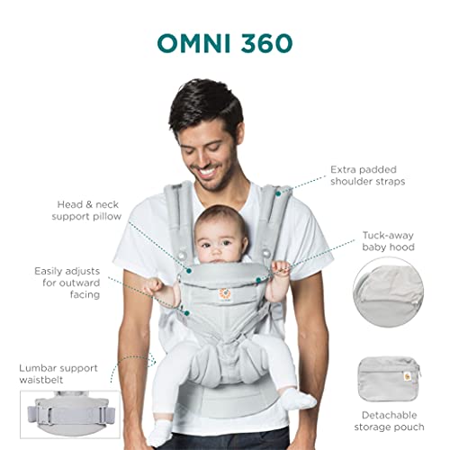 Ergobaby Mochila Portabebé Ergonómica Omni 360 Cool Air Mesh - 4 Posiciones de Porteo, Porta Bebe con Soporte Lumbar, Verde