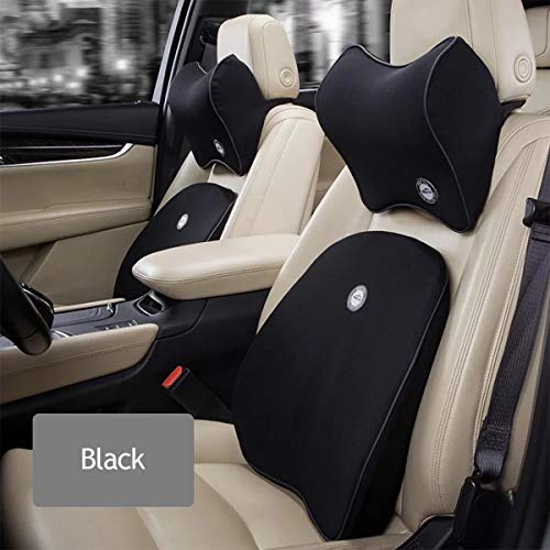 Ergocar 50D de espuma de memoria de rebote lento cojín de asiento para coche para alivio de dolor de espalda-Cojín de respaldo lumbar para coche & juego de almohada de cuello reposacabezas para coche