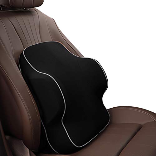 Ergocar Cojín De Asiento Para Coche De Espuma De Memoria Para Alivio De Dolor De Espalda-Cojín De Respaldo Lumbar Para Coche, Hogar, Silla De La Oficina (NEGRO)