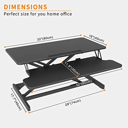 ERGOMAKER Convertidor de Escritorio de pie, Convertidor de Escritorio de Pie de 80 x 40 cm. Altura Ajustable para Doble Monitor