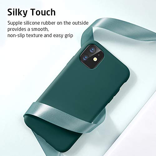 ESR Funda Silicona Líquida Compatible iPhone 11 (2019) 6,1", Sedoso-Tacto Suave, Forro de Microfibra, Protección para Pantalla y Cámara, Verde.