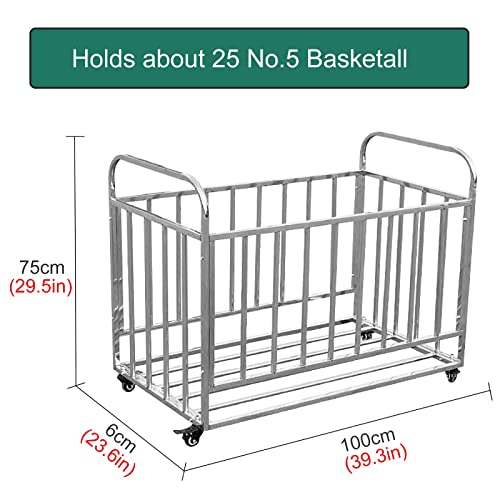 Estante de Pelota Carro de Jaula de Almacenamiento de Bolas Móvil sobre Ruedas, Gran Capacidad Colegio Organizador de Equipamiento Deportivo Apilable para Baloncesto Fútbol Voleibol