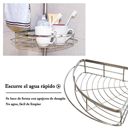 Estanterias de baño 110-310cm Estante de esquina telescópico para ducha 4 niveles, ABS + inoxidable