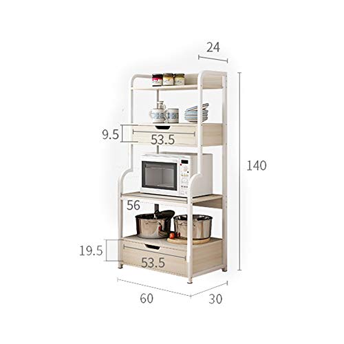 Estantes Organizadores de Almacenamiento de Cocina Cocina rack Utilidad Estante de almacenamiento de 4 niveles estante con 2 cajones for el horno del panadero de la especia del organizador del hogar e