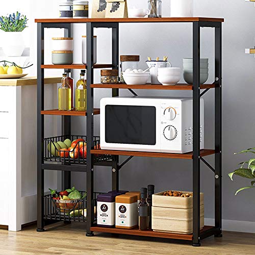 Estantes Organizadores de Almacenamiento de Cocina Estante del soporte de Microondas Multipropósito 5-Tier bastidor + 4-Tier cocina del panadero Con 2 cesta de alambre Estante de la Estación de Trabaj