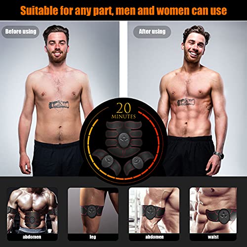 Estimulador Muscular Abdominales, Ems Electroestimulador Muscular Abdominales, Abs Estimulador Muscula Quemagrasas Abdominal Para Hombre/Mujer, Abdomen Brazo Piernas GlúTeos, Almohadillas De Gel 16pcs