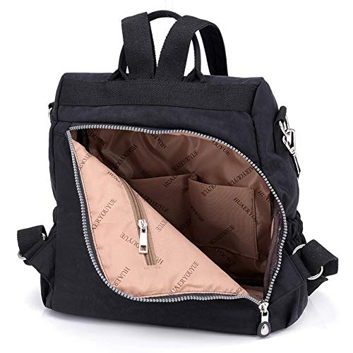 Estwell Mochila Mujer Casual Bolso Mochila Antirrobo Impermeable Nylon Mochila Escuela Multifuncional Gran Capacidad Bolso Bandolera Mochila de Viaje, Negro