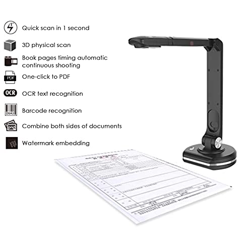 ETmate Cámara De Documentos Portátil y Visualizador, 8 MP De alta Definición Escáner Max A3 Plantillas Con Zoom, Skype, Equipos, OBS, G-Suite.