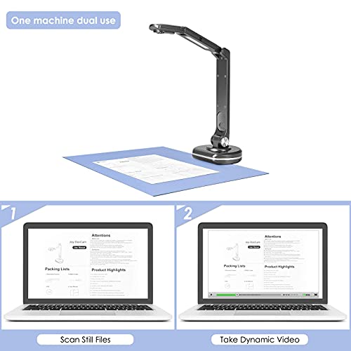 ETmate Cámara De Documentos Portátil y Visualizador, 8 MP De alta Definición Escáner Max A3 Plantillas Con Zoom, Skype, Equipos, OBS, G-Suite.