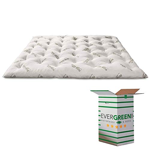 EvergreenWeb - Mejor Topper Colchón Alto 8 cm en Espuma Viscoelástica y Recubrimiento de Aloe Vera - Rígido, Protector de Colchón Efecto Pluma - Futón Suave Ortopédico (Topper, 160 x 200 cm)