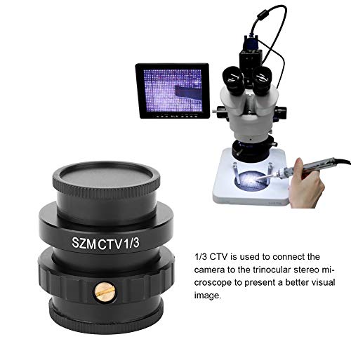 EVTSCAN último adaptador de cámara de video para microscopio, adaptador SZMCTV 1/3 adaptador de lente de montaje en C para cámara de video de microscopio estéreo trinocular