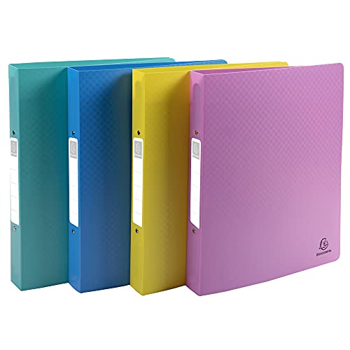 Exacompta 54790E – Lote de 4 archivadores semirrígidos Forever Young – 2 anillas 30 mm – Polypro opaco – 32 x 26,8 cm para formato A4 maxi – colores surtidos: azul, fucsia, amarillo, turquesa