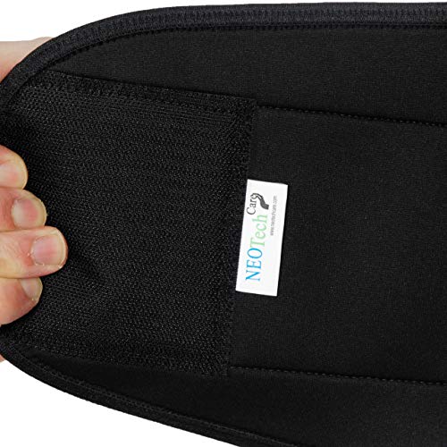 Faja lumbar de neopreno con tiras dobles de compresión - Sujeción para la parte baja de la espalda - Marca Neotech Care (Azul, M)