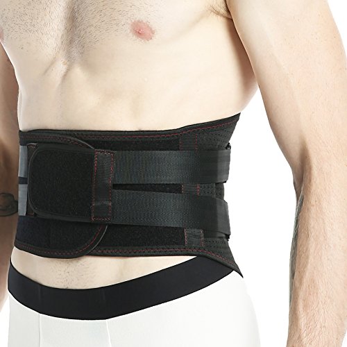 Faja lumbar Neotech Care - Accesorio transpirable y ajustable para la parte baja de la espalda - Doble entramado de compresión - Protección para el levantamiento de pesos (Negro, L)