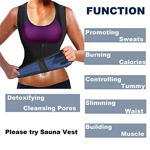 Fajas Reductoras Adelgazantes Mujer Abdomen, Camisetas Tirantes sin Mangas Deporte Fitness, Chaleco Quema Grasa Abdominal de Nanofibra Azul Inodoro– Efecto Sauna y Body Reductor (Azul, M)