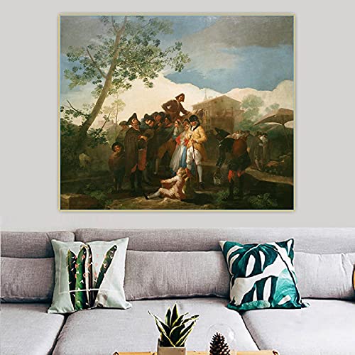 Famoso Óleo de Francisco de Goya (El guitarrista ciego) Reproducciones Impresión en lienzo. Cuadro de arte de pared de lienzo para decoración del hogar 60x72cm sin marco