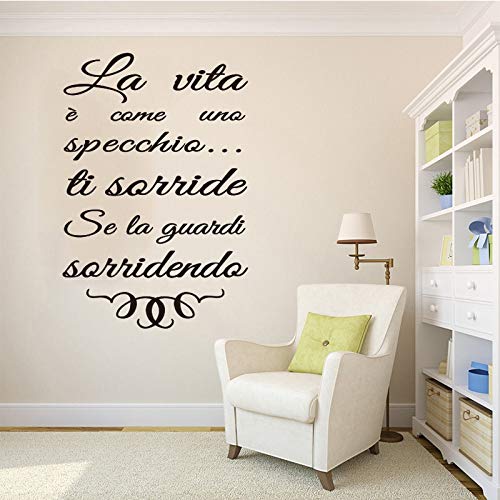 fancjj Italiano LA Vita Specchio Vinilo Pegatinas de Pared Tatuajes de Pared Papel Tapiz para Sala de Estar Mural Wall Art decoración para el hogar casa Deco 55X100CM