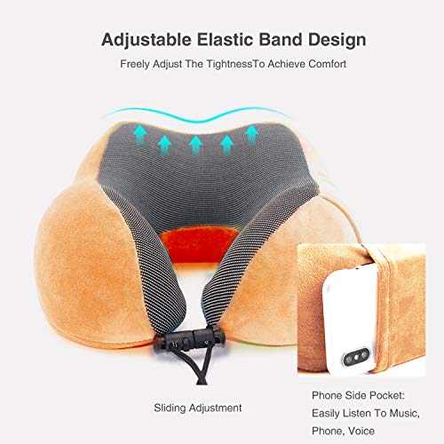 FANDARE Almohada de Viaje de Espuma de Memoria Adolescentes Almohada de Cuello Neck Pillow para Mujer,Hombres, Avión/Autobús/Tren Viajar,Hogar,Oficina,360 ° Soporte para Cuello y mentón Rejilla Azul