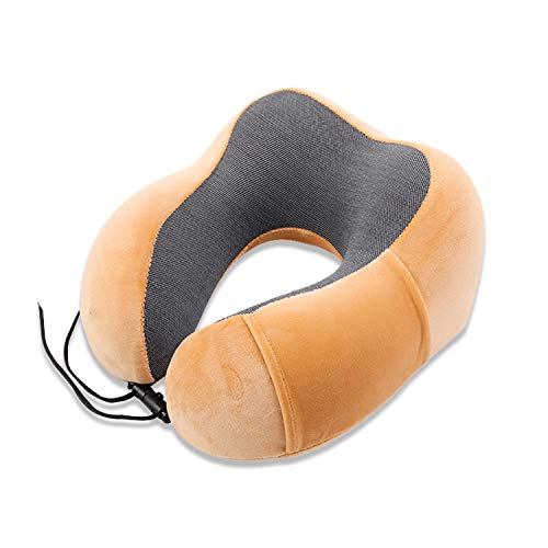 FANDARE Almohada de Viaje de Espuma de Memoria Adolescentes Almohada de Cuello Neck Pillow para Mujer,Hombres, Avión/Autobús/Tren Viajar,Hogar,Oficina,360 ° Soporte para Cuello y mentón Rejilla Azul