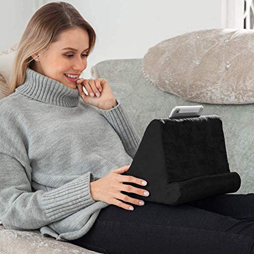 FANIER Soporte de Almohada para Tableta, Multiángulo Soporte iPad Pillow para cojines blandos en ángulo Soporte de cojín para Tablet para lectores de libros electrónicos, smartphones, revistas (Negro)