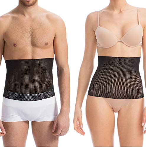 Farmacell Bodyshaper 605RS (Negro, XL) Faja de contención modeladora transpirante de Punto de Red - Ligera con 3 Palos posteriores Anti-Enrollado