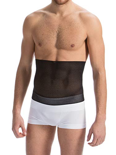 Farmacell Bodyshaper 605RS (Negro, XL) Faja de contención modeladora transpirante de Punto de Red - Ligera con 3 Palos posteriores Anti-Enrollado