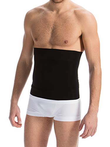 Farmacell Man 405BS (Negro, XL) Banda Abdominal Faja Elástica de Contención y Modeladora Hombre cinchas posteriores Anti-Enrollado