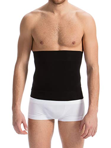 Farmacell Man 405BS (Negro, XL) Banda Abdominal Faja Elástica de Contención y Modeladora Hombre cinchas posteriores Anti-Enrollado