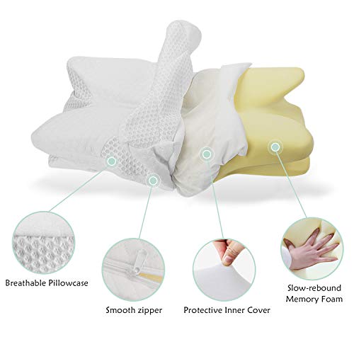 Feagar Almohada Cervical para Dormir，Alomohada para Dormir de Lado,Cojines para Cama, Almohada Ortopédica para Problemas Cervicales, Alivio Moletias del Cuello (Blanco)