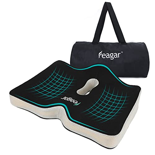 Feagar Cojín Coxis Grande para Silla Oficina, Cojín Ergonómico y Ortopédico de Dimensión Grande para Silla de Ruedas, Gaming, Coche, Alivia Presión y Dolor de Ciática y Espalda (Grande)