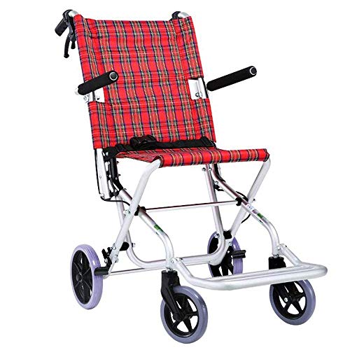 FEEE-ZC Silla de Ruedas, Plegable, Ligera y Ultraligera, anticuada, Simple, de Viaje, aleación de Aluminio, Carrito Viejo, Plegable, tamaño-Longitud 72 cm, Ancho 50 cm, Altura 36 cm.