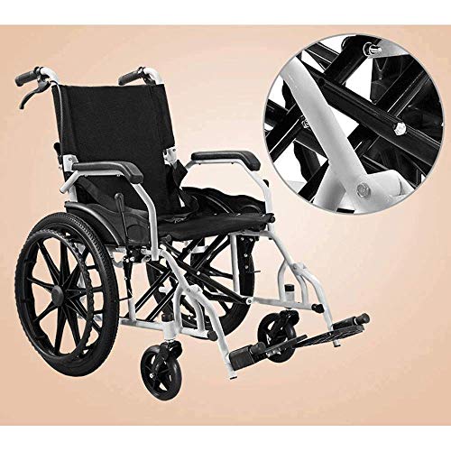 FEEE-ZC Silla de Ruedas, Silla de Ruedas Plegable, Ligera, portátil, de Viaje, Ultraligera, para Ancianos, Carrito para Personas Mayores, Scooter portátil para discapacitados, Negro