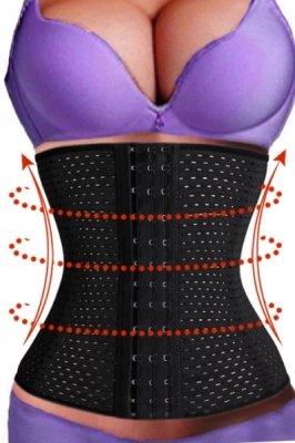 FeelinGirl Corsé Entrenador de Cintura Faja Lumbar Bajo de Busto con Huesos Plásticos con Cremallera o Ganchos Waist Trainer