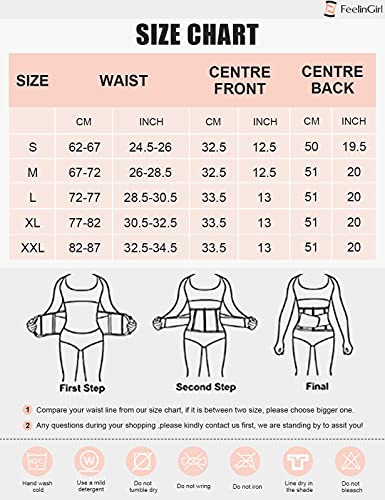 FeelinGirl Látex Corset Reductor Chaleco de Entrenamiento para Mujer 9 Aceros Faja Lumbar con Cremallera y Cinturón Fitness y Ejercicio Negro L