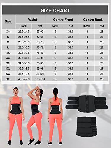 FeelinGirl Mujer Corsé Látex con Cinturón Triple 7 Huesos Aceros Entrenador de Cintura Faja Lumbar Reductora Underbust con Ganchos y Velcro Waist Trainer Negro 3XL/Talla 46