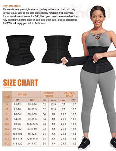 FeelinGirl Mujer Neopreno Corsé Lumbar con 7 Huesos Aceros Faja Reductora Postparto con Cremallera y Velcro Waist Trainer Deportivo Negro 3XL/Talla 50