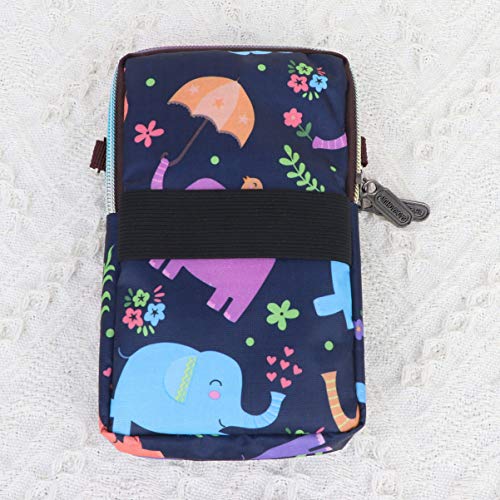 FENICAL bolso del teléfono con cremallera bolso con estampado de flores bolso de hombro de moda bolso del teléfono móvil para mujer bolsos colgantes para compras en viajes (elefante colorido)