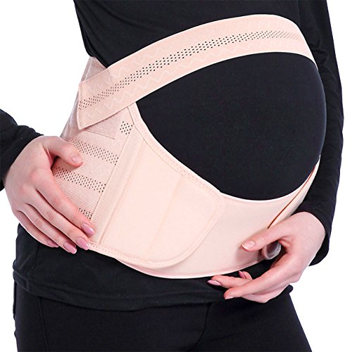 Feoya - Faja de Embarazo para Mujer Embarazada Apoyo Abdominal Lumbar Elástica Respirable Còmodo de Prenatal Saludable de Bebé - Rosa Talla L