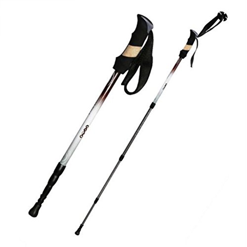 FEPDW Muletas al aire libre Trekking Pole Aleación de aluminio Tres secciones Suspensión telescópica Cerradura interior Multi-función de vástago recto Bastón Senderismo Muletas de montaña