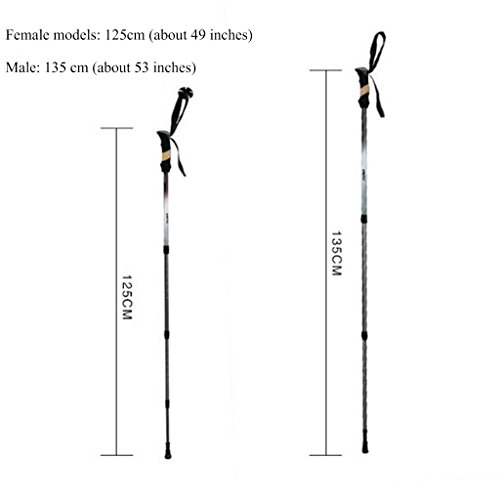 FEPDW Muletas al aire libre Trekking Pole Aleación de aluminio Tres secciones Suspensión telescópica Cerradura interior Multi-función de vástago recto Bastón Senderismo Muletas de montaña