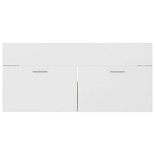 Festnjght Mueble de Baño Urban, Módulo de Lavabo con Espejo, Color Blanco Roble Sonoma, 100 x 38,5 x 46 cm