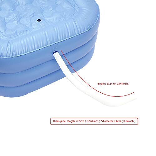 Fetcoi Bañera hinchable plegable para adultos con cojín cervical (azul cielo)