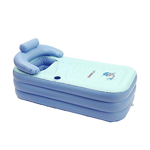 Fetcoi Bañera hinchable plegable para adultos con cojín cervical (azul cielo)