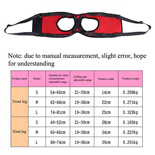 Filfeel Soporte para Perros Arnés Pet Walking Ayuda Lifting Pulling Vest Sling Support Rehabilitation para Perros Viejos y heridos(Pata Delantera - L-Rojo)